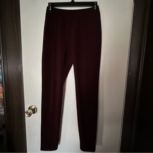 SHEIN Dress Pants Sz Small Pull On Red Burgundy Womens Elastic Waist Skinny Leg